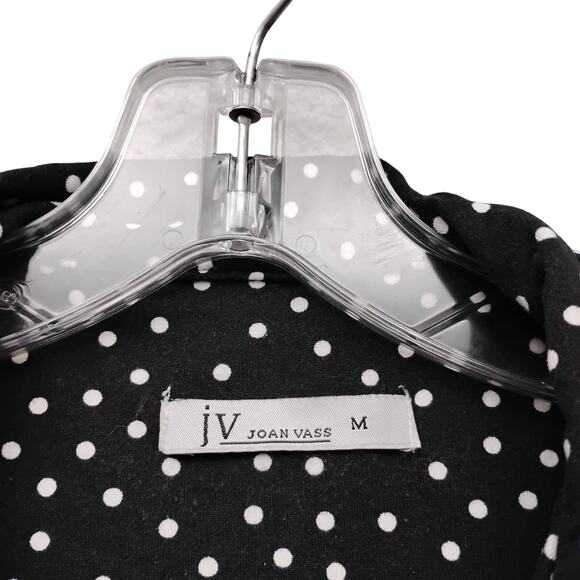 Joan Vass Pajama Tops Size Medium Black and White Polka Dot Button Down - Picture 6 of 8